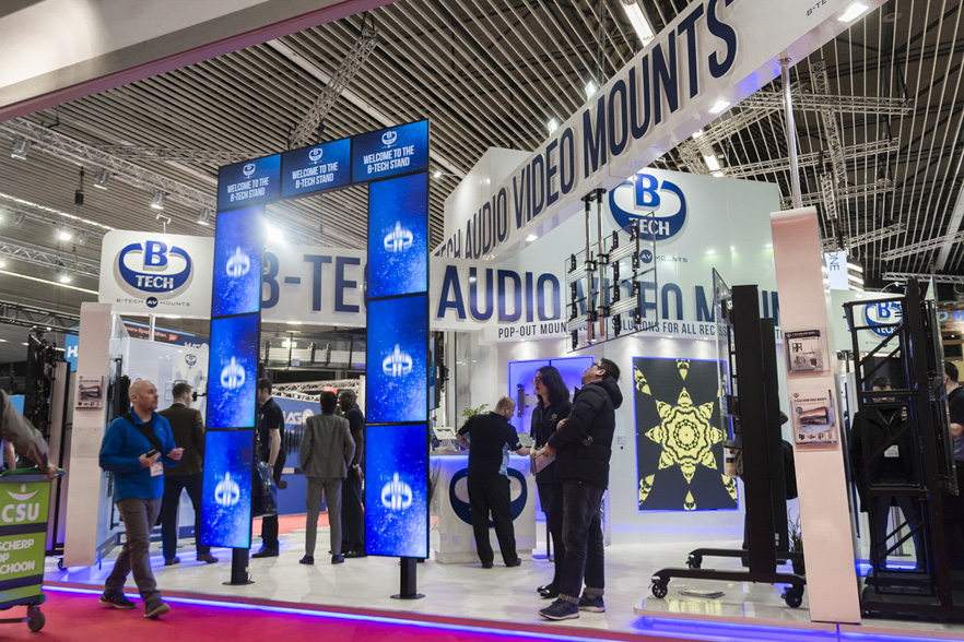 B-Tech team members gathered together on the exhibition stand during ISE 2017 in Amsterdam.
