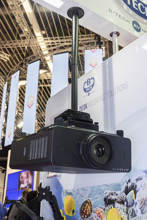 B-Tech projector and professional display mounting solutions demonstrated at ISE 2017.