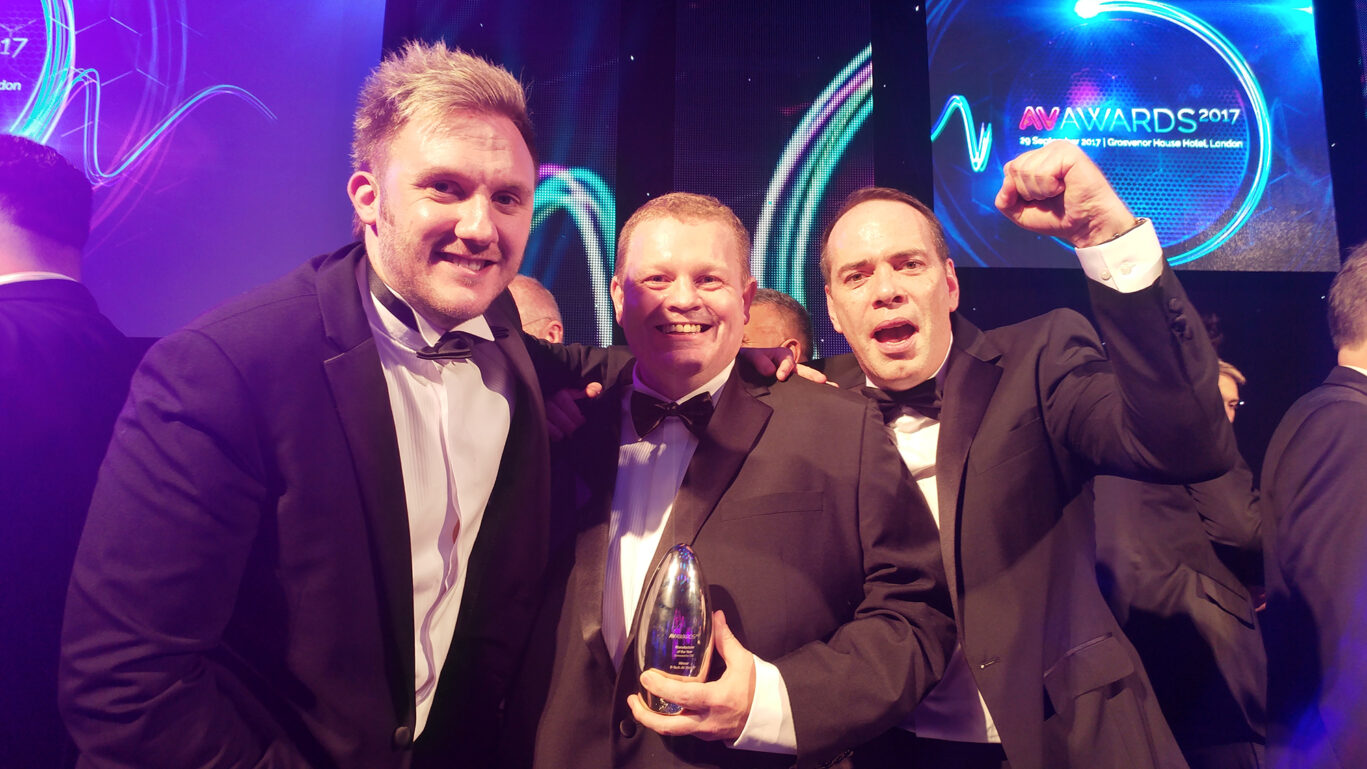Members of the B-Tech team celebrating together during the AV Awards 2017.