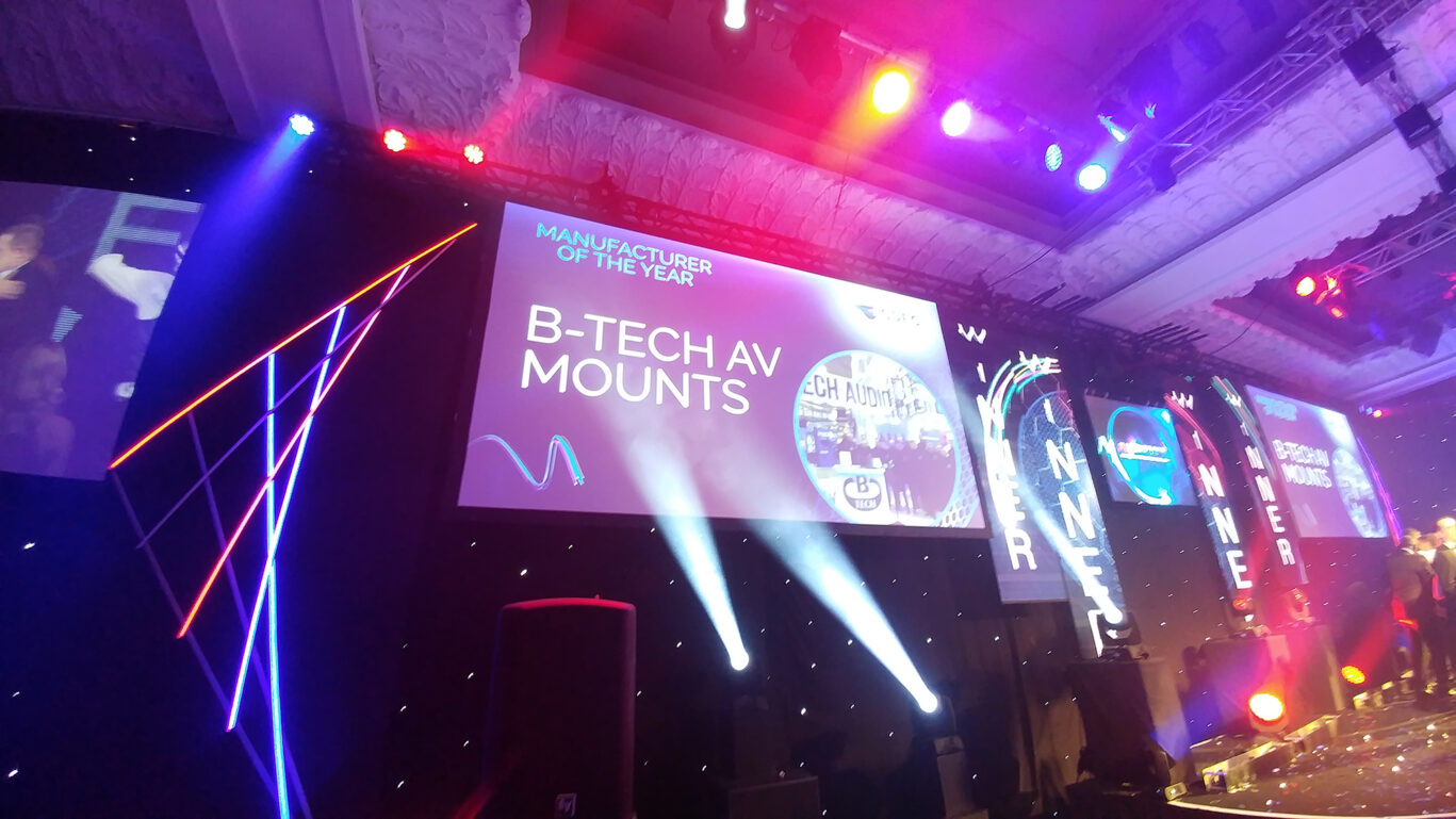 The illuminated AV Awards stage during the 2017 Manufacturer of the Year celebrations.