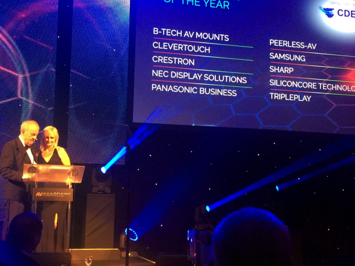 AV Awards Manufacturer of the Year presentation signage displayed during the 2017 ceremony.
