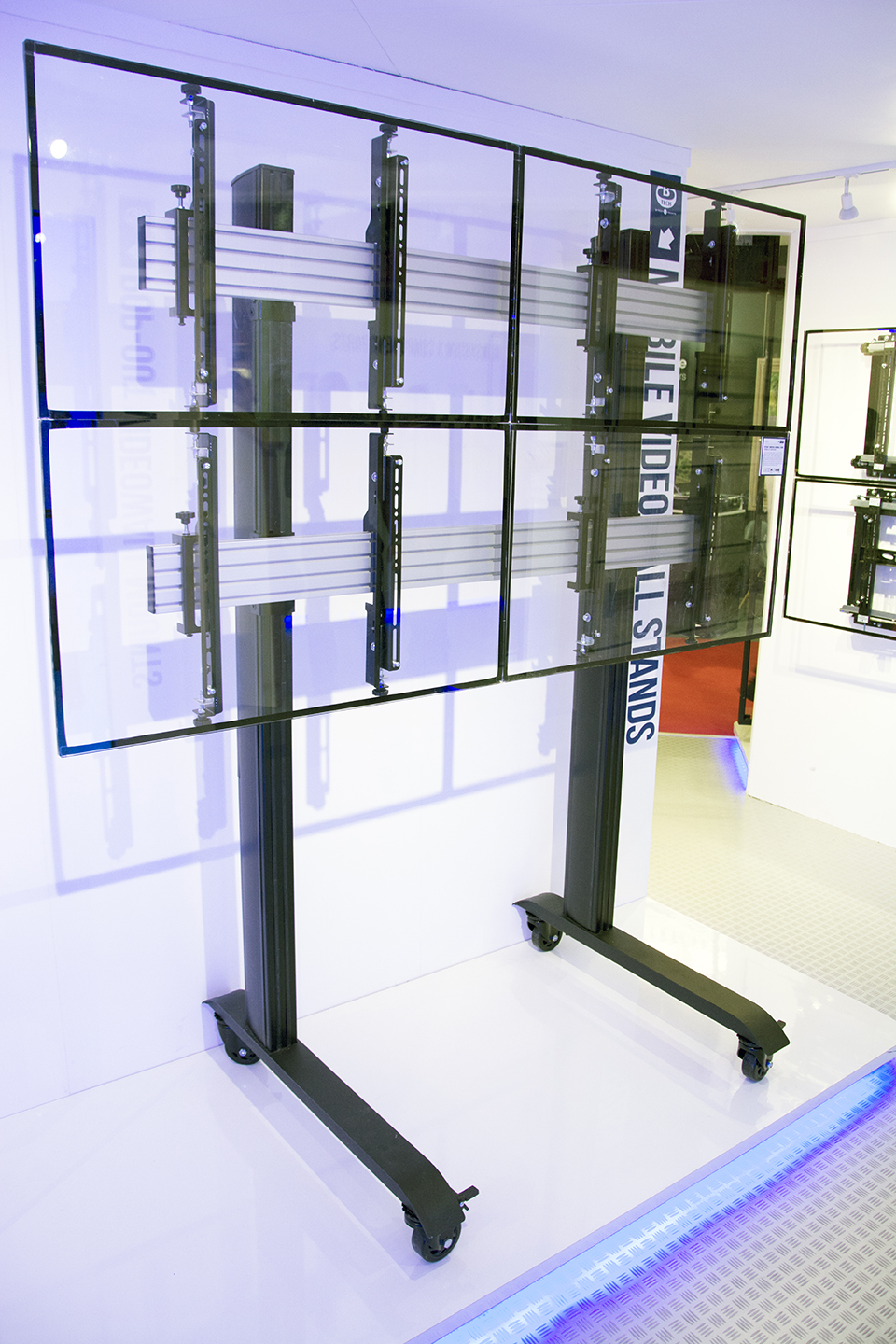 LED and large-format video wall mounting applications showcased at the B-Tech ISE stand.