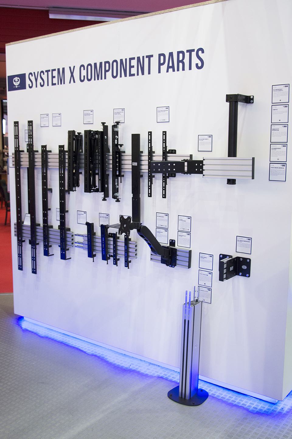Video wall mounting structures and display solutions presented to visitors at ISE 2018.
