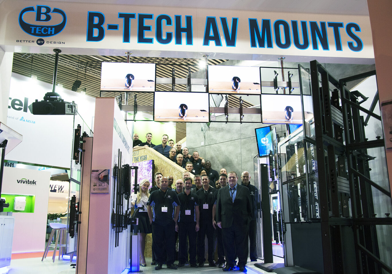 B-Tech AV mounting products and digital signage applications showcased at ISE 2018.