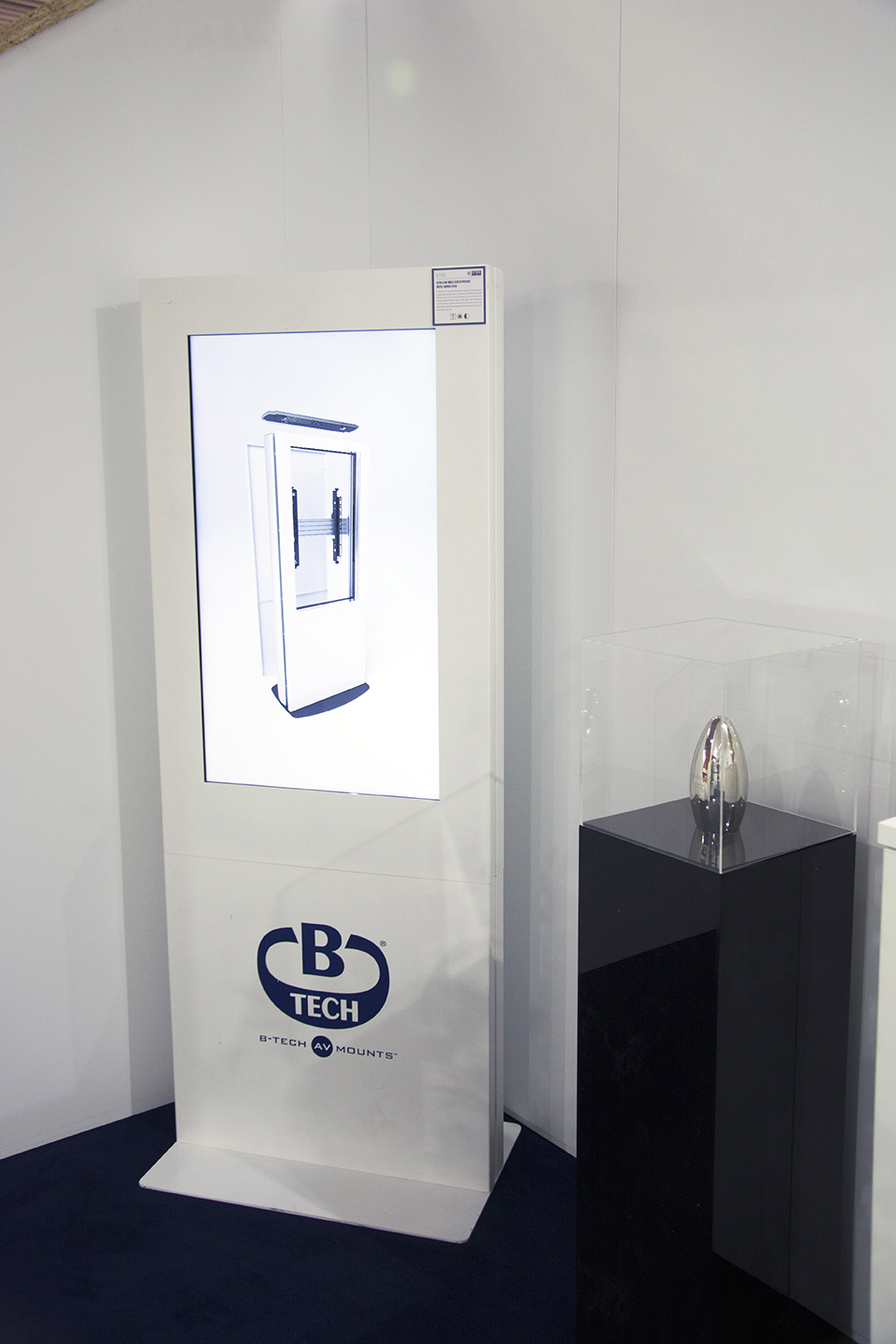 Final view of the B-Tech AV Mounts exhibition stand showcasing professional mounting and display solutions.
