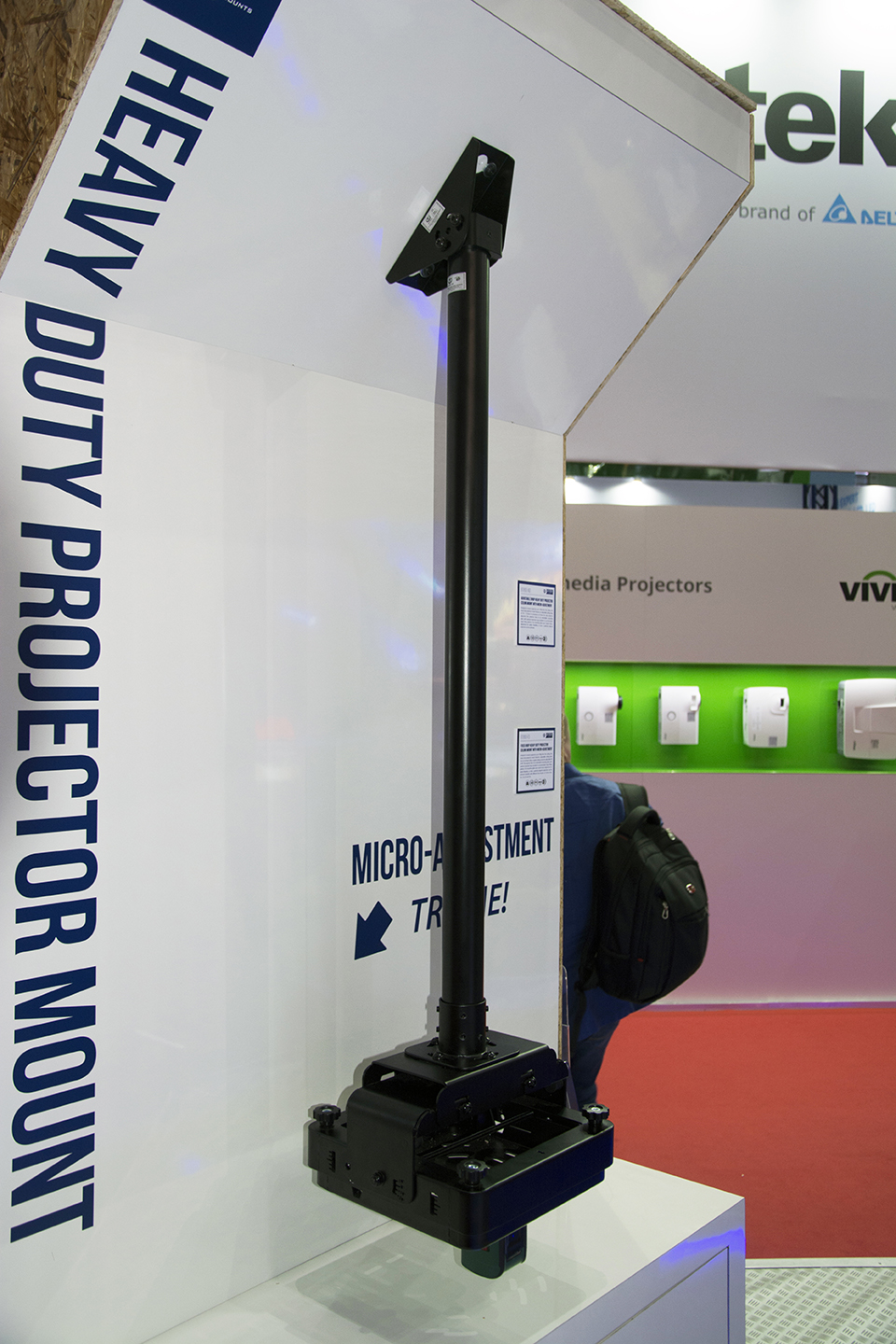 Large-format video wall mounting solution demonstrated on the B-Tech ISE 2018 exhibition stand.