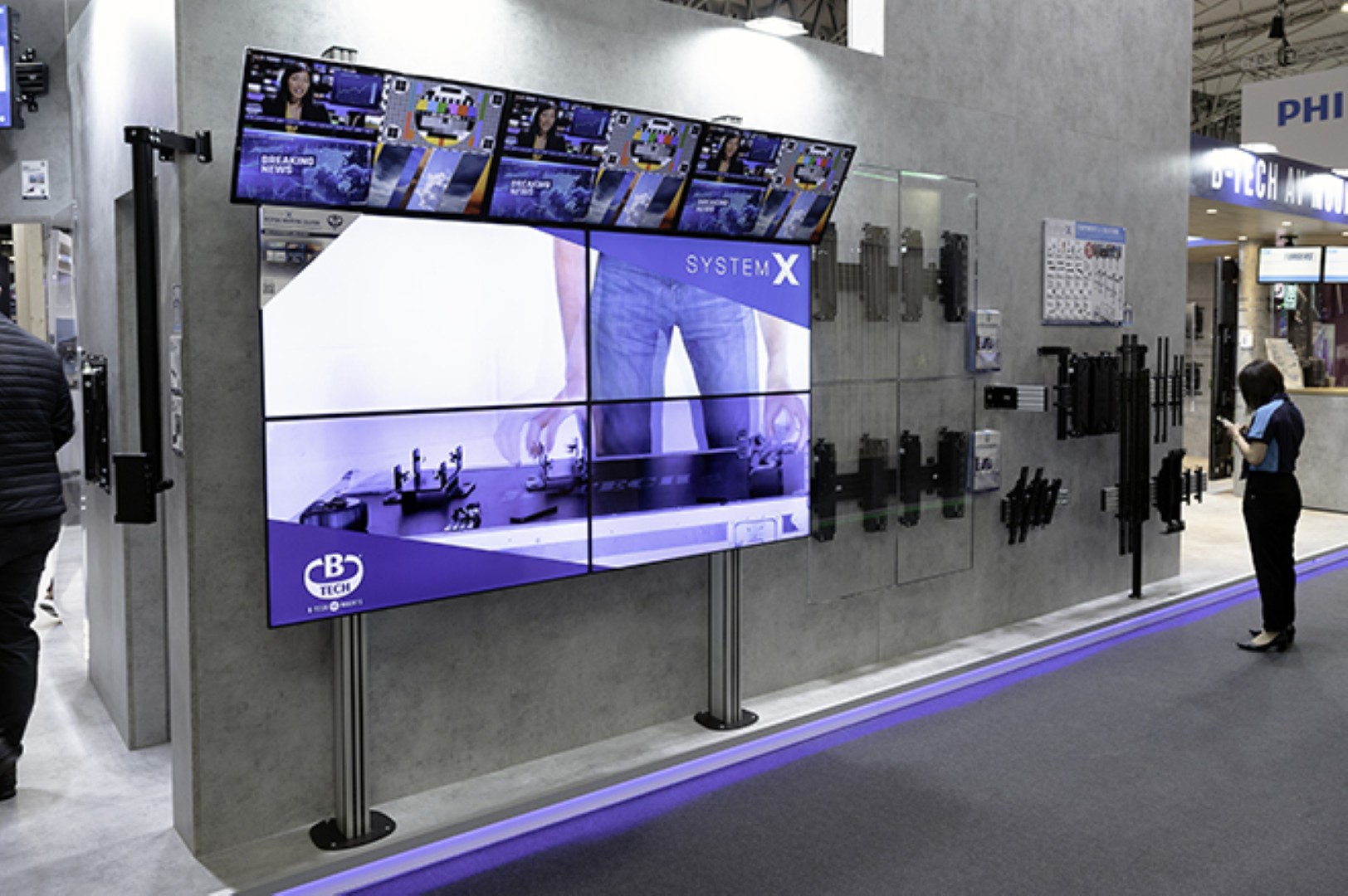 An Image of a system express bolt down stand with an overhead menu board.