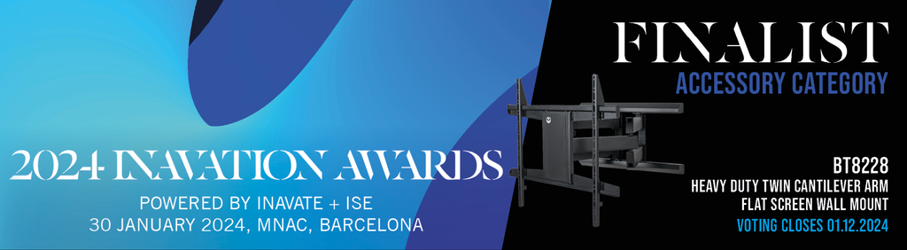 A banner displaying a B-Tech Swivel mount which enabled B-Tech to become a finalist in the InAVation awards 24