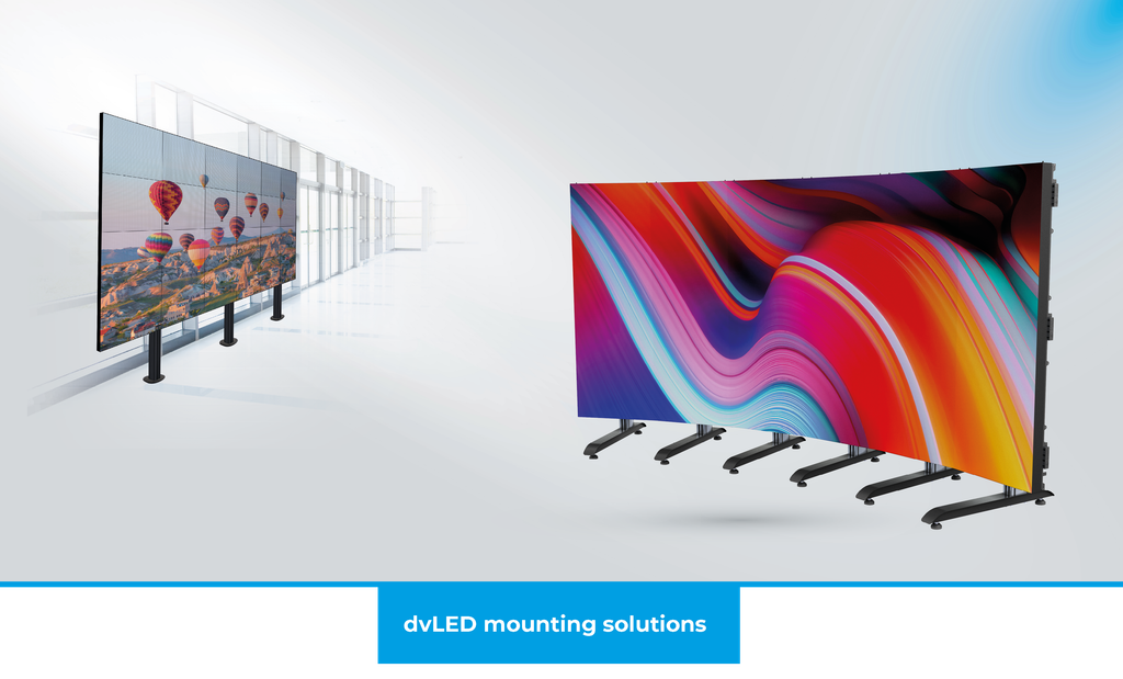 An example of one of B-Tech AV Mounts' curved LED Mount and Bolt-down dvLED Mount products.