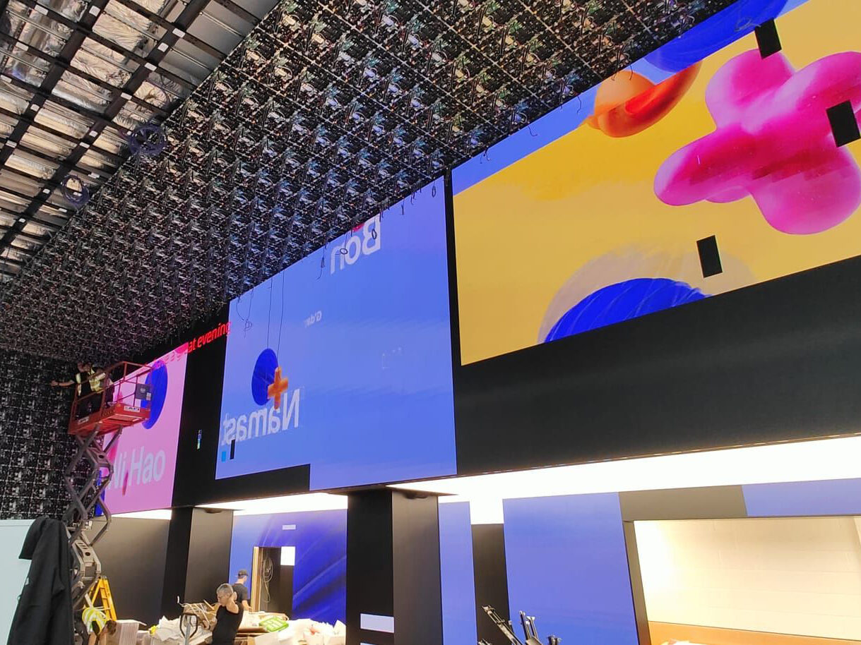 Large-format LED displays installed inside Future Stores London