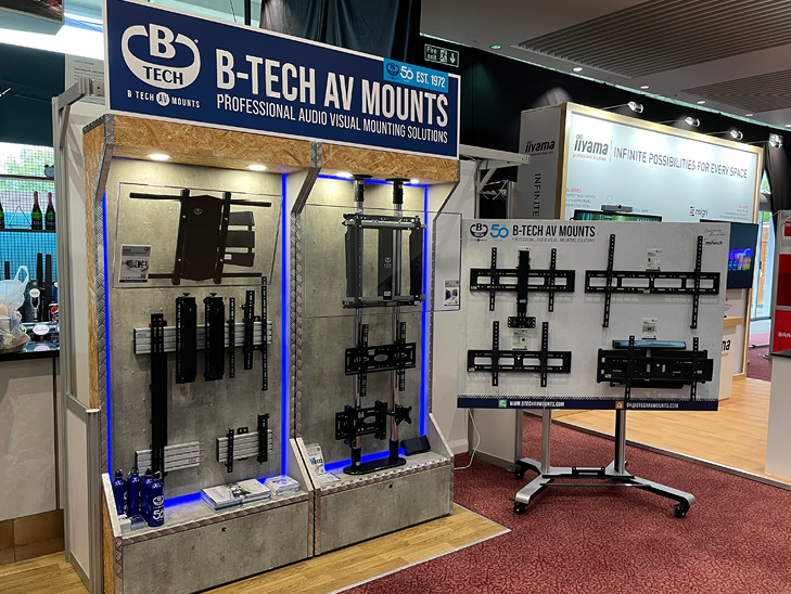 An Image of B-Tech AV Mounts' display of wall mounted solutions at Midwich tech expo 2022