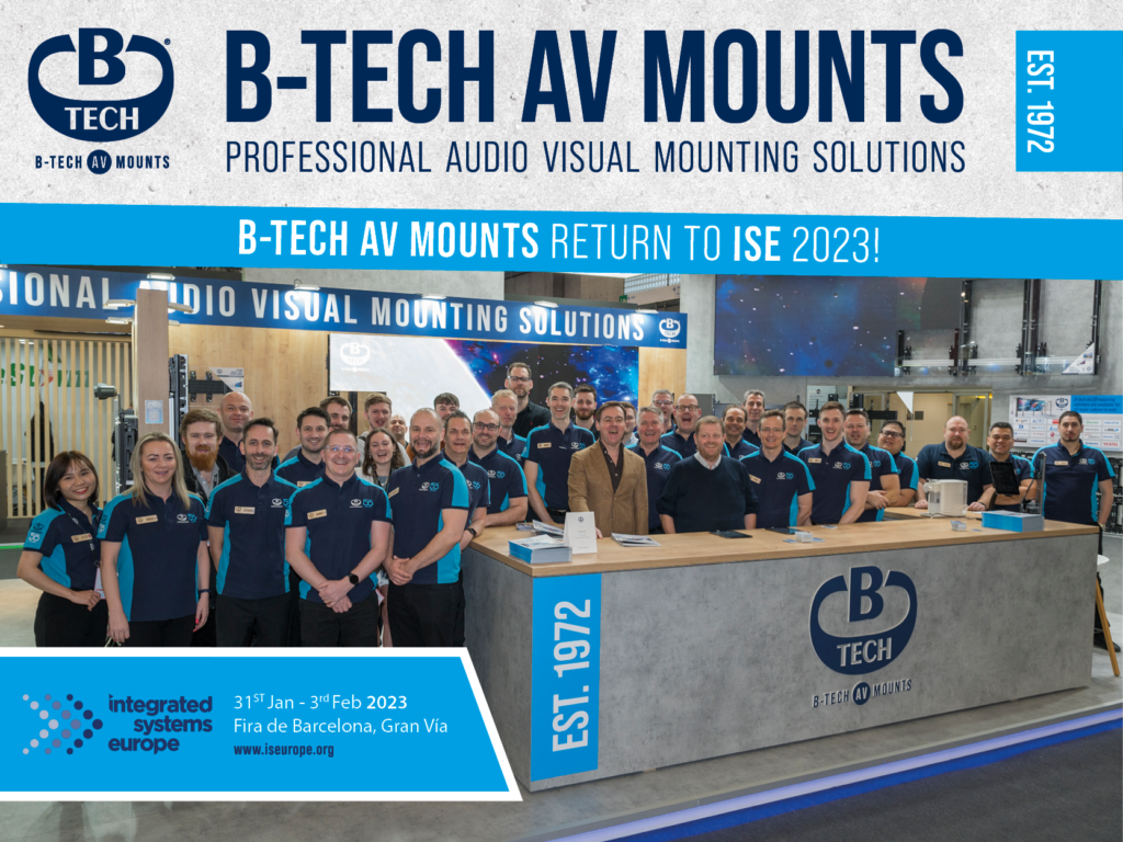 An Image of the B-Tech AV Mounts Team at ISE 2023