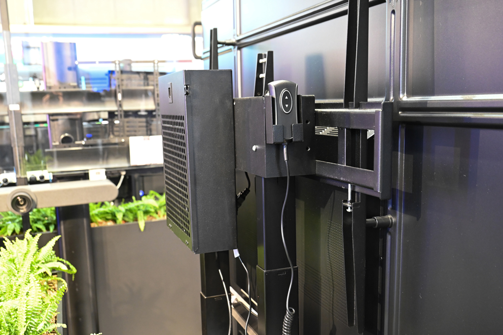 B-Tech exhibition stand featuring digital signage and professional AV mounting solutions at ISE Barcelona