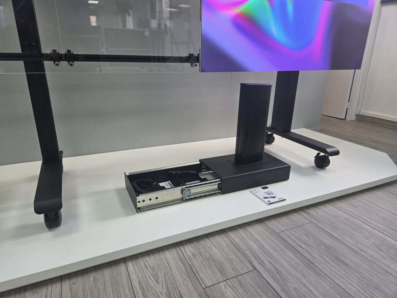 B-Tech Iberia product showroom featuring AV mounting solutions, digital signage displays and collaboration systems.