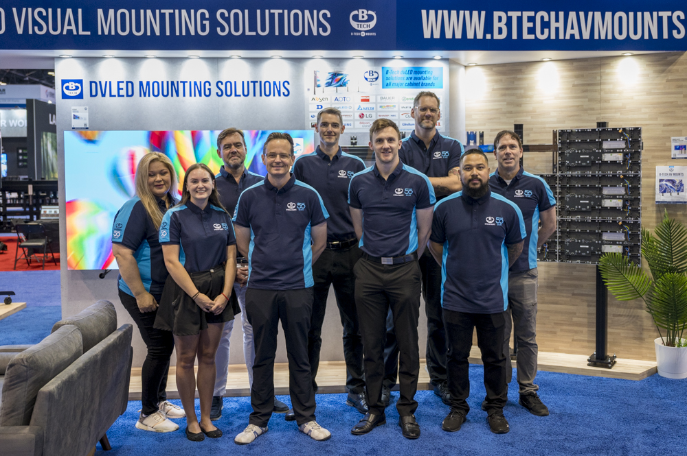 B-Tech AV Mounts team at InfoComm 2023 exhibition