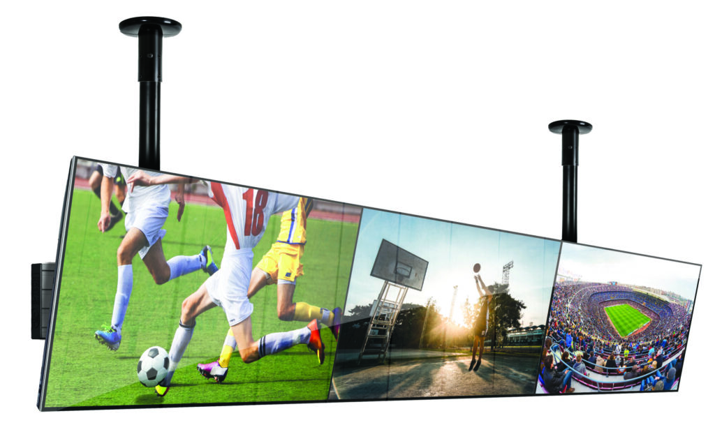 An image of a ceiling mounted 3x1 tilted system x setup