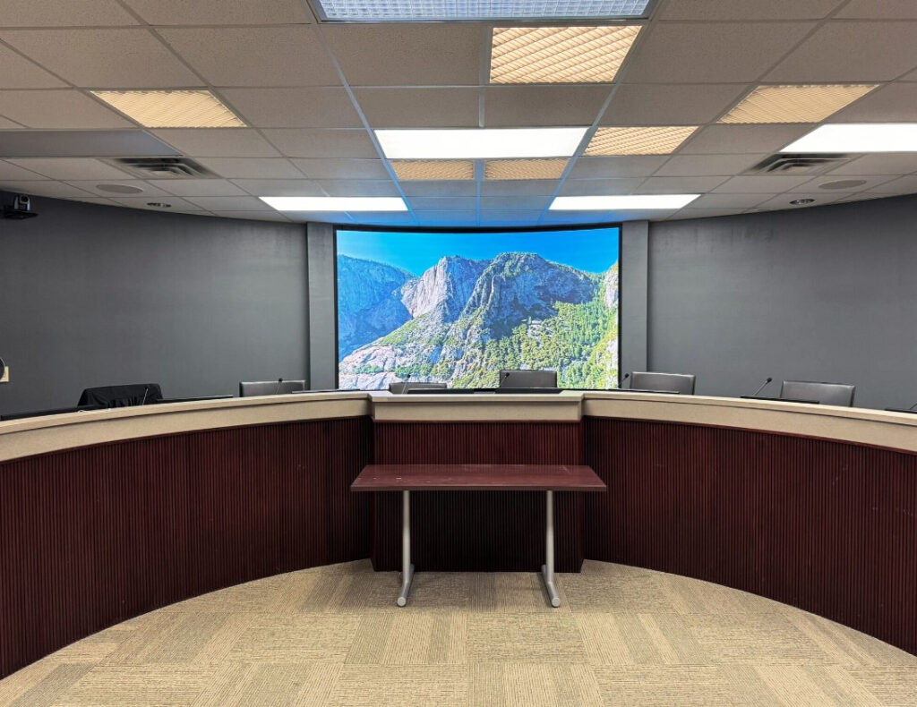 Curved dvLED boardroom video wall at Coppell Independent School District