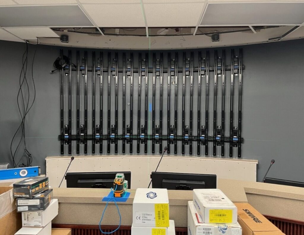 Absen NX Series dvLED display mounted using the B-Tech BT9343 system