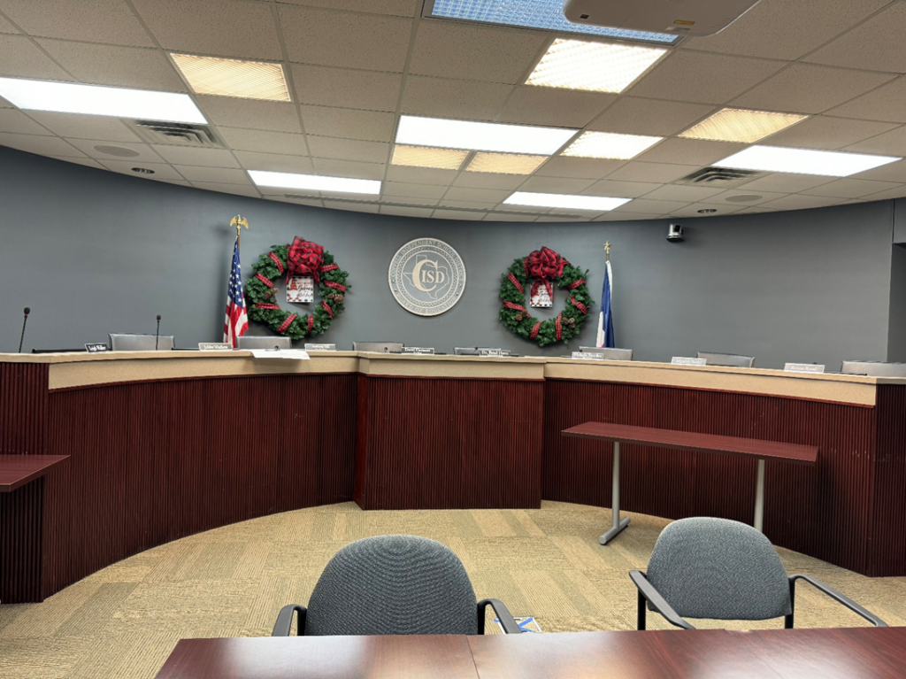 Curved Absen dvLED video wall installed in the Coppell ISD boardroom