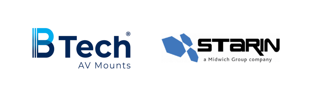 An Image of the B-Tech AV Mounts and Starin Logo's together.