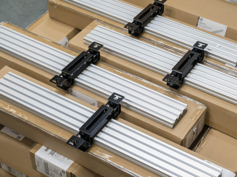 B-Tech mounting rails and brackets prepared for the Future Stores installation