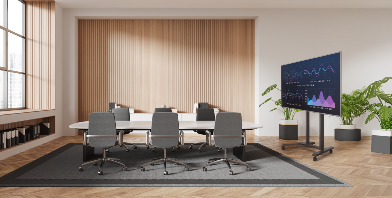 Momentum E-Lift display mount in a modern meeting room