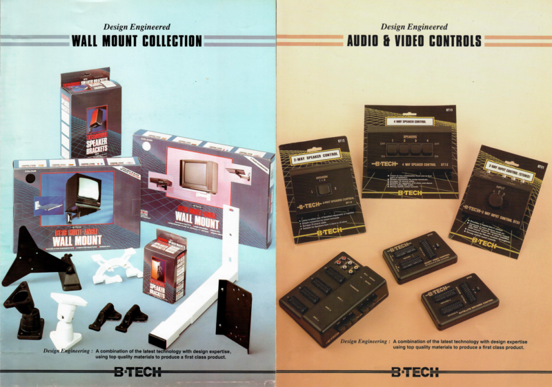 AV Controls and Wall Mounts Old B-Tech catalogue front covers.