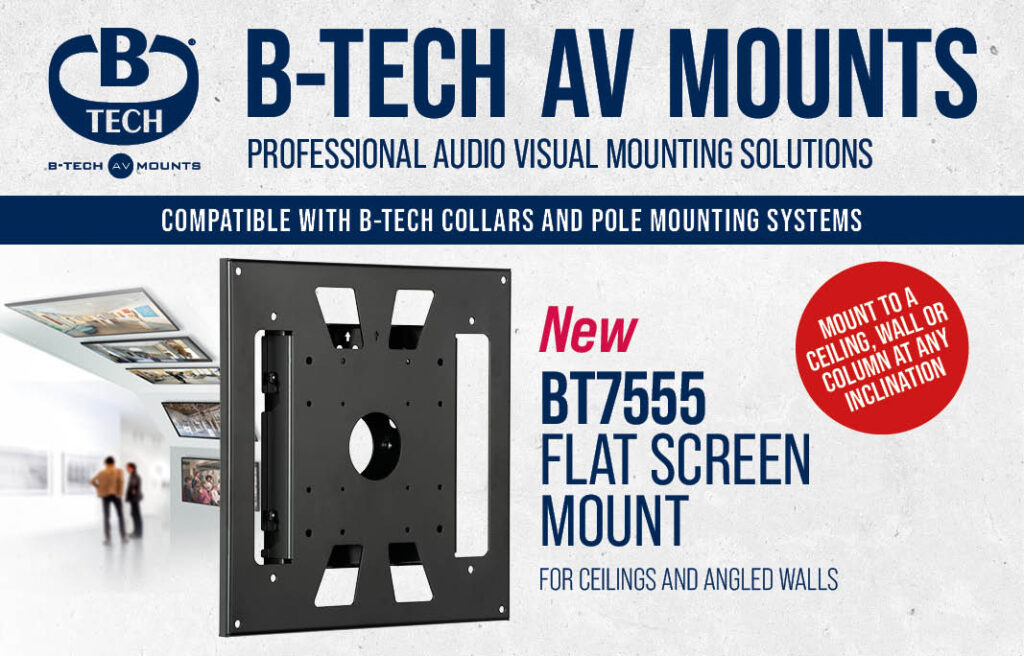 A banner announcing the release of the BT7555 Flat Screen Wall mount